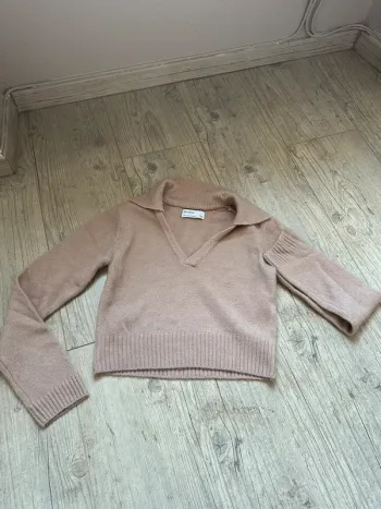 Pull crop top polo en maille touché doux xs