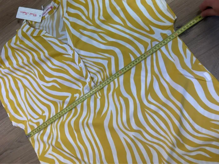 top femme chemise femme blouse femme neuf jaune et blanc taille 42 taille 44 - photo numéro 7