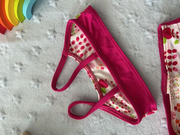 maillot de bain 2 pièces rose et blanc 18 mois pommette - photo numéro 6