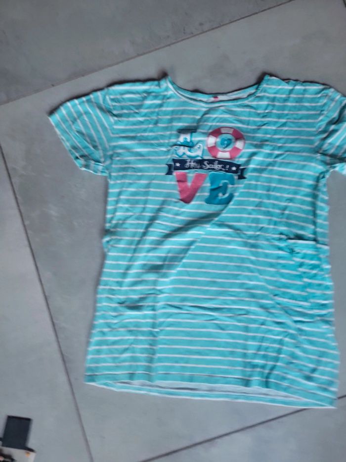 T shirt taille 42 44 large femme message love rayures