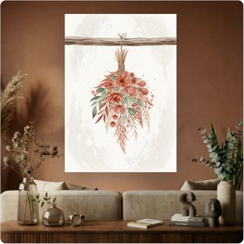 Affiche murale “Bouquet Bohème Suspendu” fleurs terracotta déco nature A3 Sans cadre