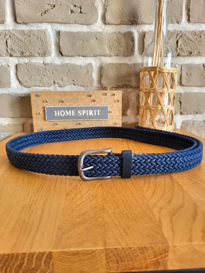 Ceinture tressée bleu marine neuve - photo numéro 3