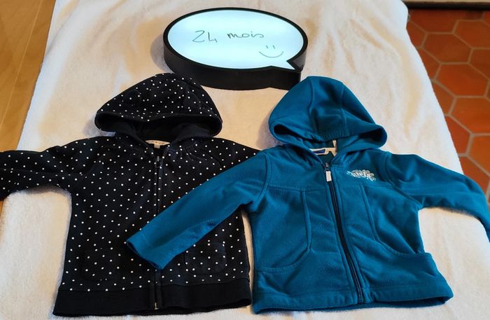 Lot 2 gilets à capuche 24 mois