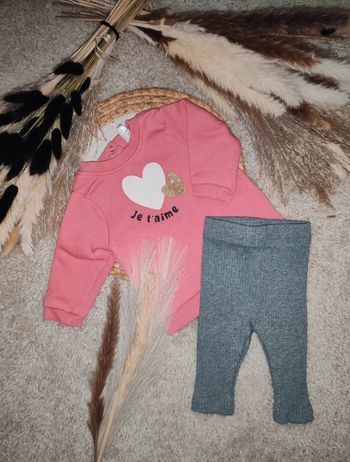 Ensemble legging et pull motif cœur