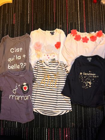 Lot tee shirt manches longues Kiabi tape à l’œil Noël taille 9 mois