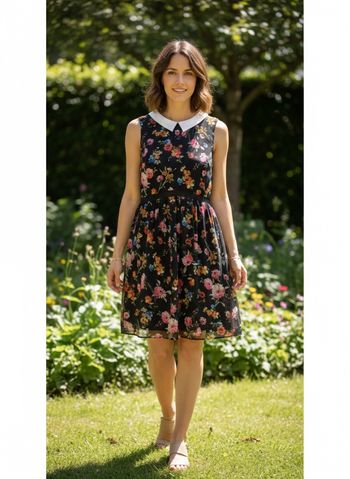Robe à fleurs col Claudine Zara
