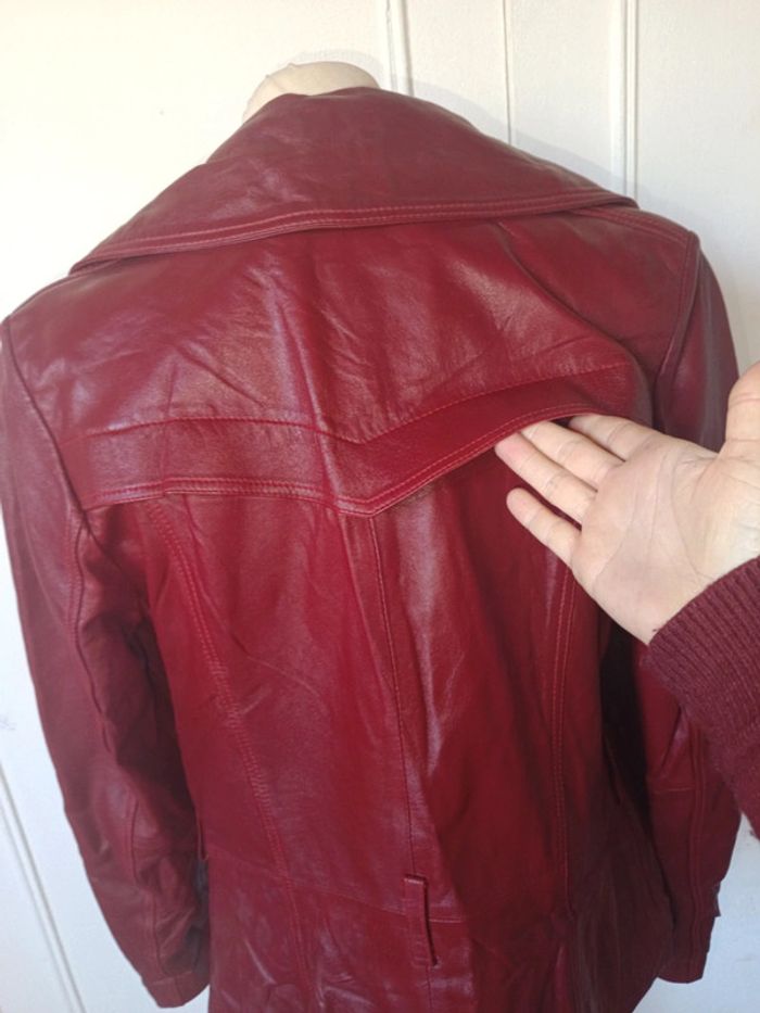 veste perfecto en cuir Cuir femme rouge Bordeau marque finzi Neuf - photo numéro 9