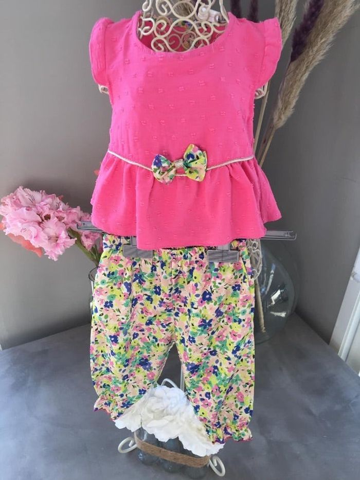 Ensemble blouse et pantalon fille 12 mois