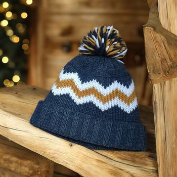 Bonnet à pompon garçon gris hiver