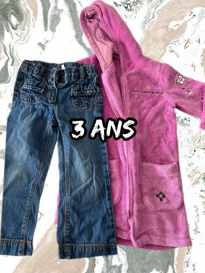 Jean et gilet long fille 3 ans