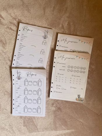 Bloc classeur A5 suivi repas, tétée et journée