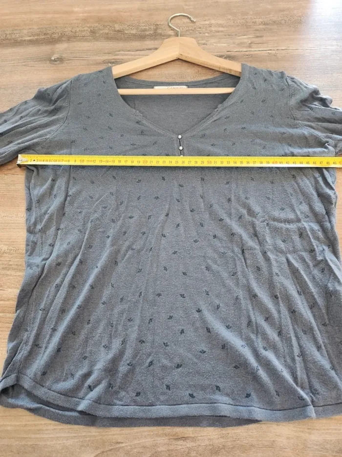 Haut tee-shirt blouse pull fin manches longues taille 38 Camaïeu bleu en très bon état - photo numéro 7