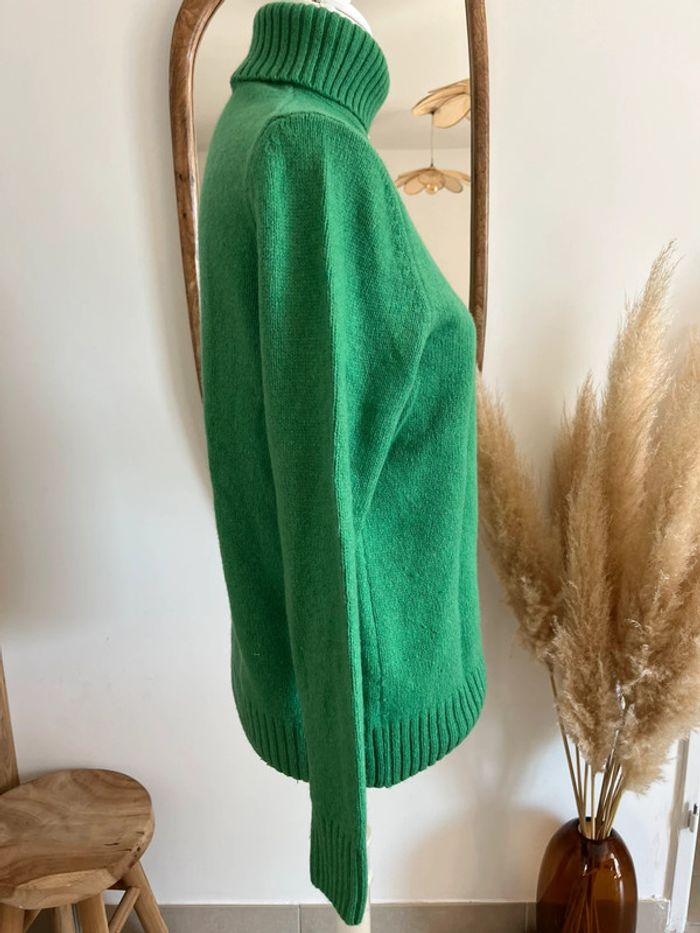 Pull en laine vert col roulé Zara - photo numéro 3