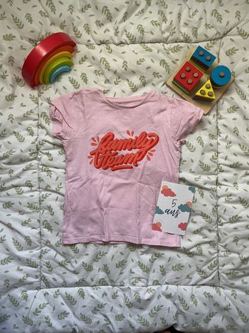 teeshirt manches courtes rose inscription devant 5 ans vertbaudet