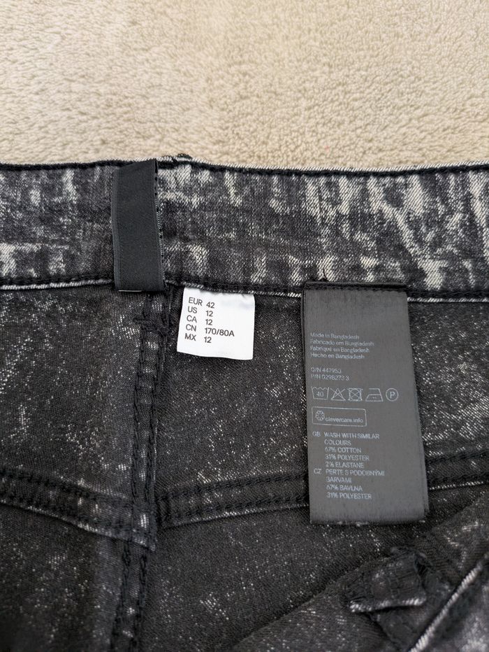 Jean Skinny H&M - Noir Délavé Acid Wash (Taille Haute) - photo numéro 2