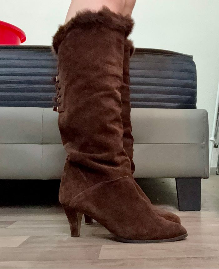Bottes à talons aiguilles marron avec fourrure - Taille 41 - photo numéro 3