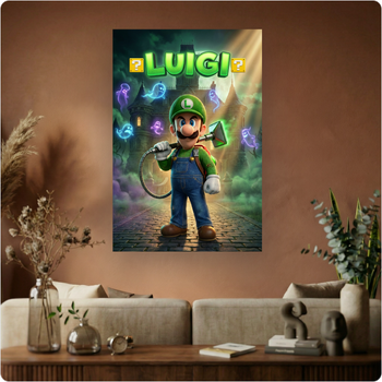 Affiche "Luigi" poster jeu vidéo Nintendo déco murale gamer rétro A3 Sans cadre