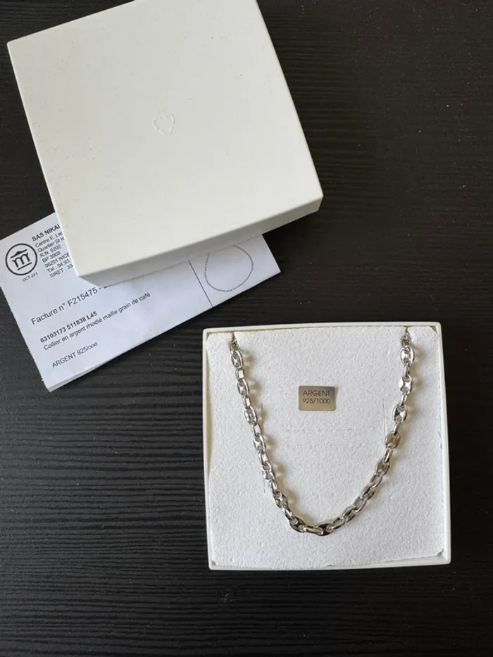Collier en argent graine de café