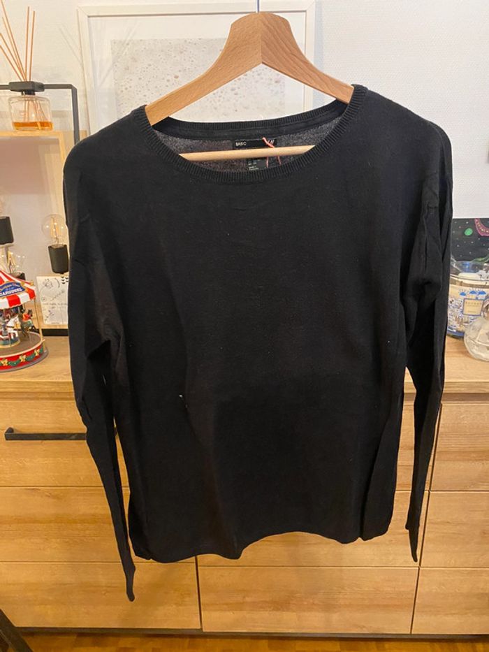 Pull mailles fines noir h&m