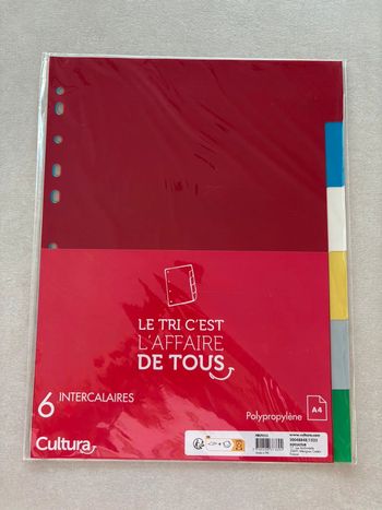 Paquet neuf de 6 intercalaires format A4 cultura