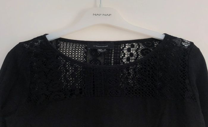 Blouse noire 3/4 détail dentelle Primark taille XS - photo numéro 3