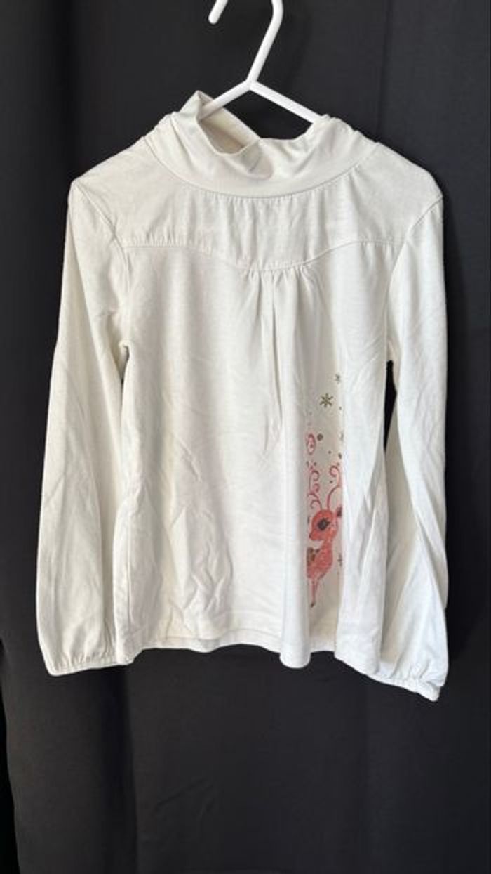Sous pull enfant NKY – Blanc– Motif renne et flocons - photo numéro 1