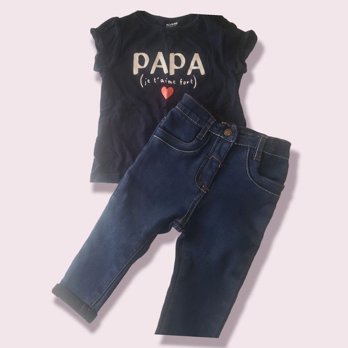 🌴 Ensemble jean et t-shirt j'aime papa taille 9 mois fille