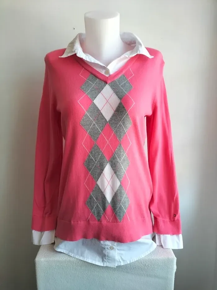 Pull Femmes Col Chemise 100% Coton - Tommy Hilfiger - Taille M