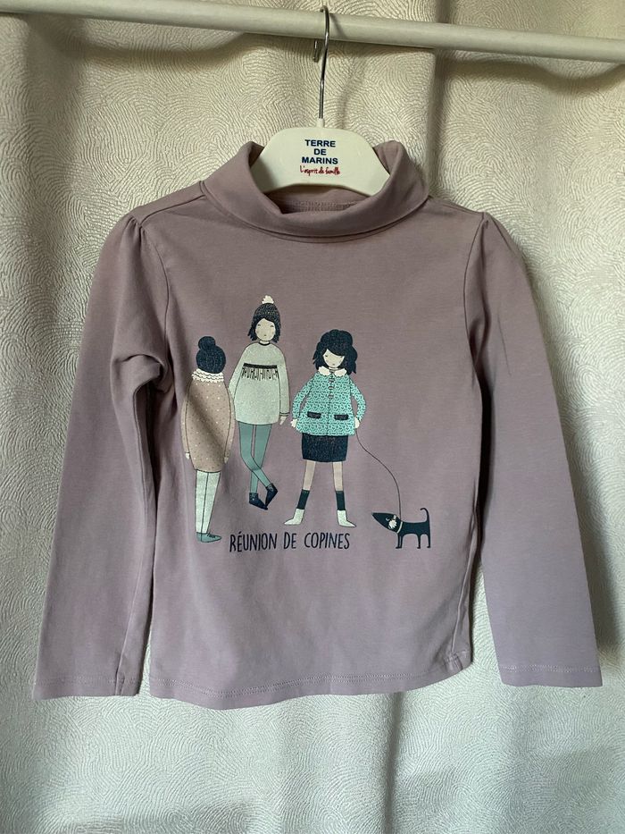 Sous pull lilas réunion de copines paillettes 5 ans vert baudet