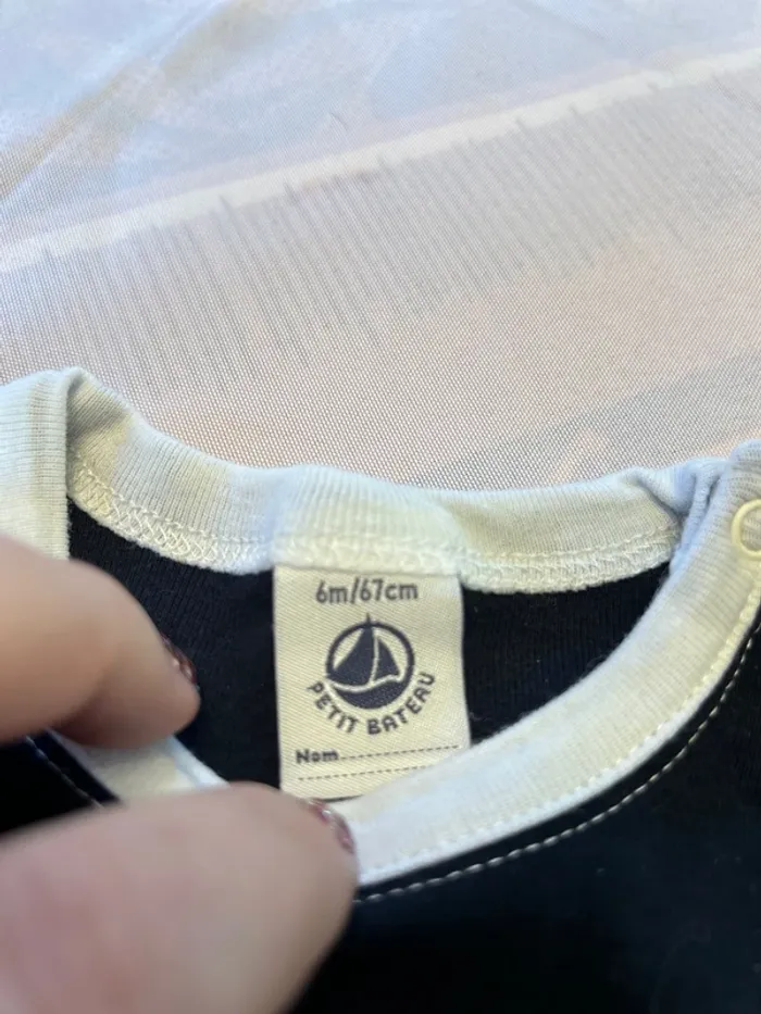 Teeshirt bleu marine bébé garçon Petit Bateau - 6 mois - photo numéro 3