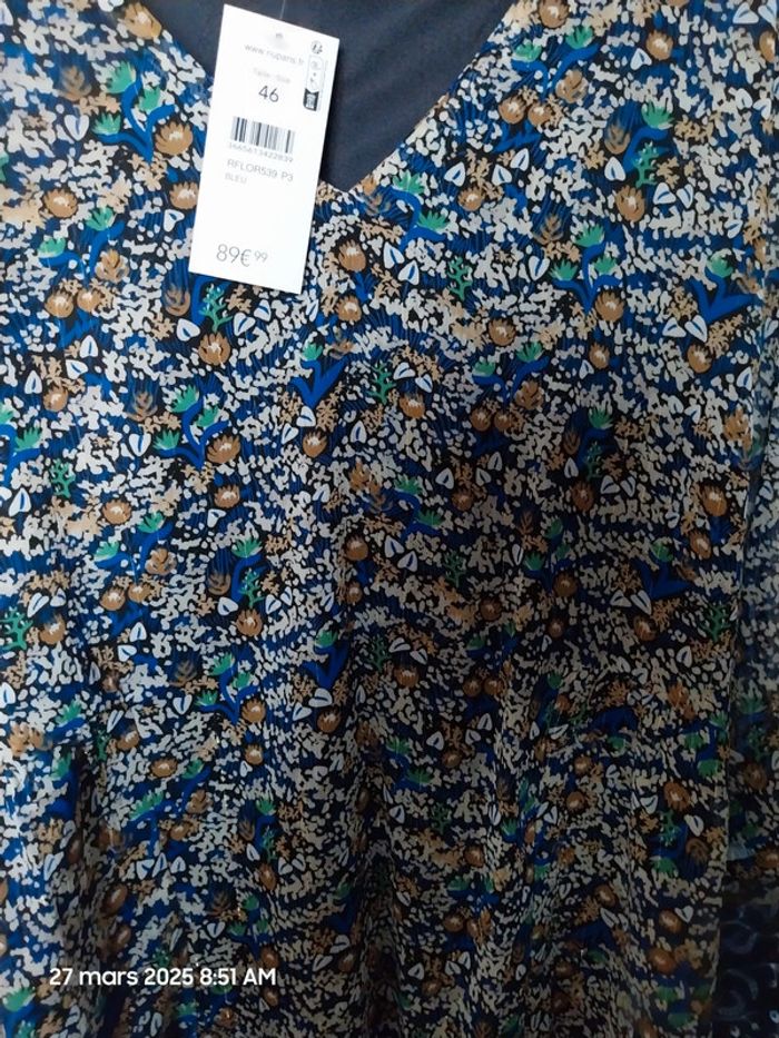 Robe courte imprimé à fleurs BLEU - Riu - taille 46 - photo numéro 8