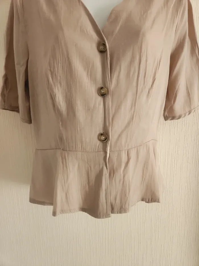 Blouse chemisier beige manches courtes Bachelorette S - photo numéro 6