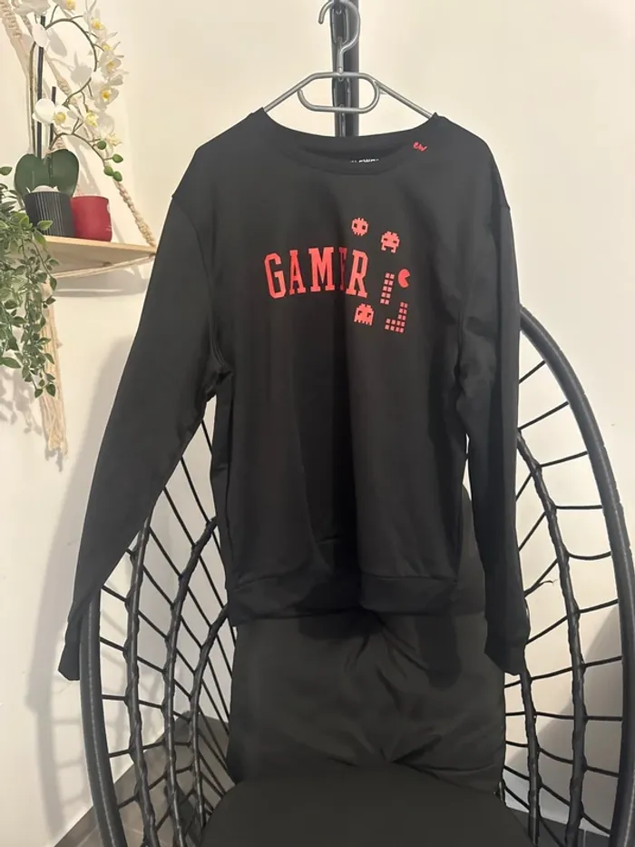 Pull homme noir “Game”  Taille XL – Style tendance et confortable