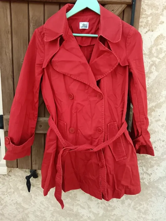 Trench rouge Lacoste vintage - photo numéro 3