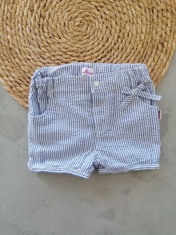 Short 9 mois fille à rayure, comme neuf, marque Pommette