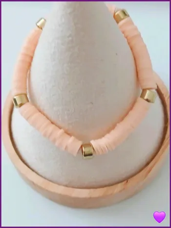 Bracelet en perles heishi rose et doré