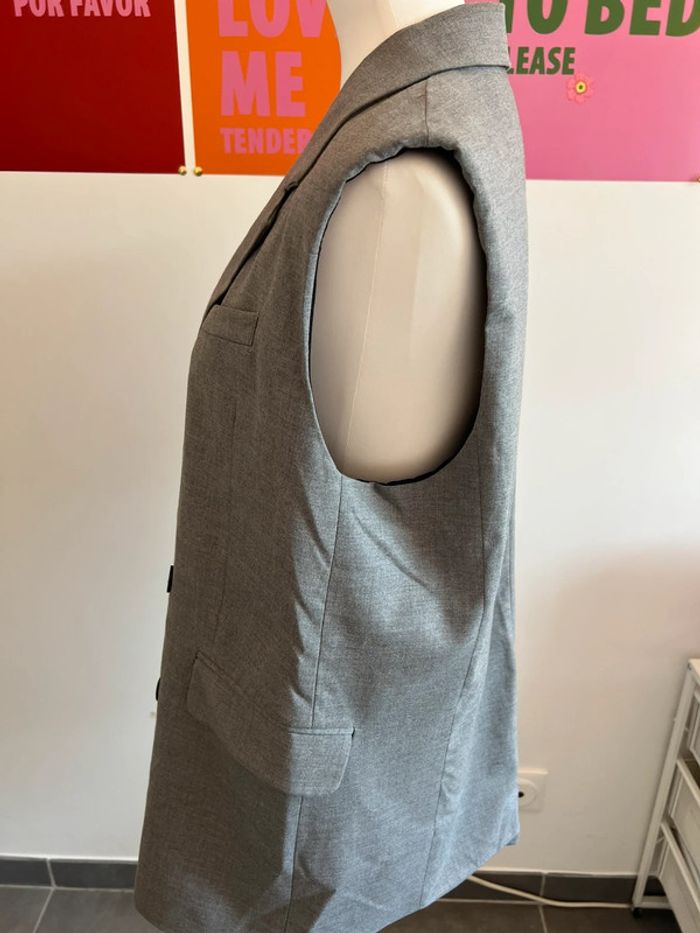 Veste Grise Sans Manches Bershka taille L - photo numéro 3