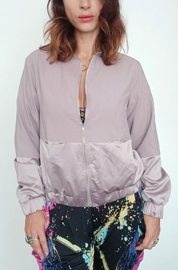 Blouson fin bimatière satin