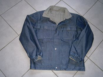 Blouson réversible jeans bleu/tissu kaki 12 ans