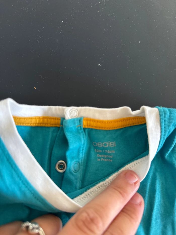 T shirt obaibi taille 12 mois 74 cm tortue - photo numéro 2