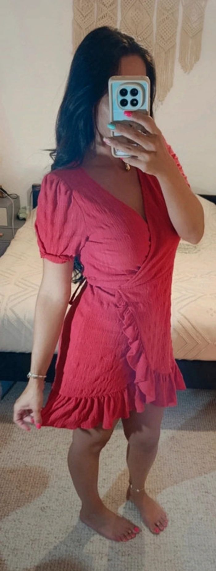 Robe d'été Mango portefeuille rose fuchsia M - photo numéro 3