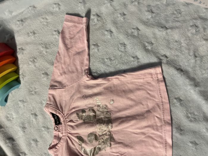 teeshirt manches longues rose inscription argent ouverture totale au dos 1 mois les p'tits babies - photo numéro 5