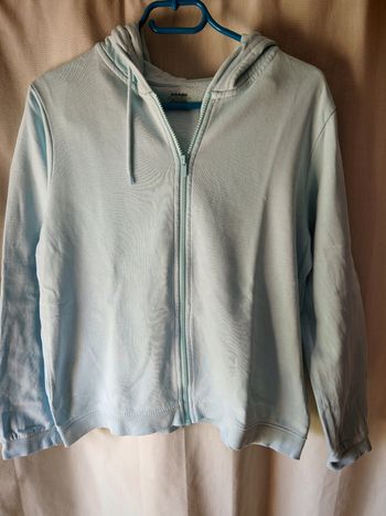 Sweat zippé à capuche turquoise 