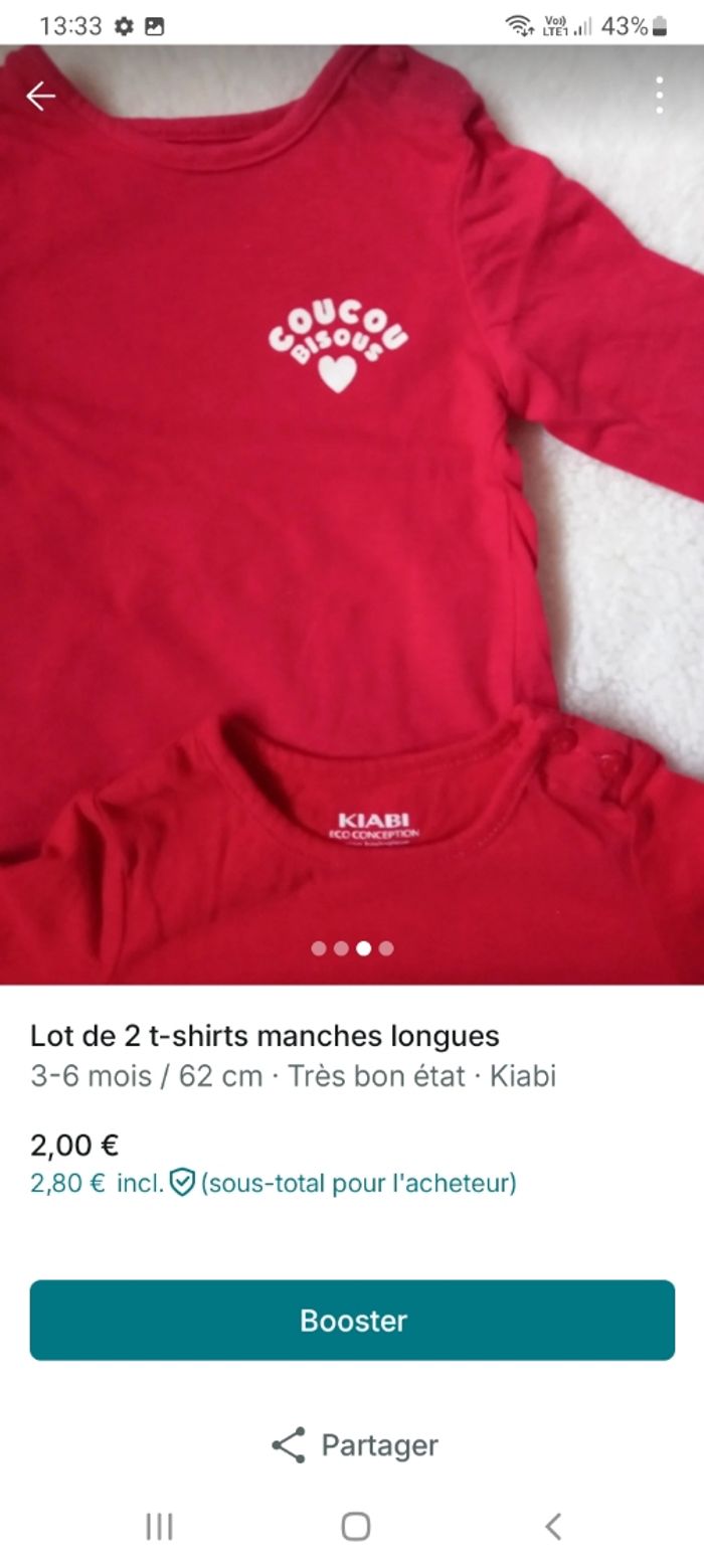 Lot 2 t-shirts manches longues - photo numéro 3