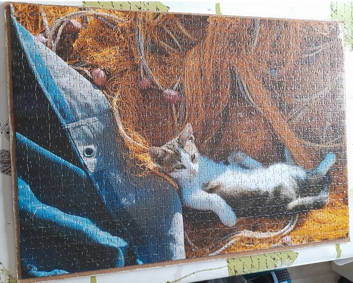 Puzzle 1000 pièces chat dans la paille