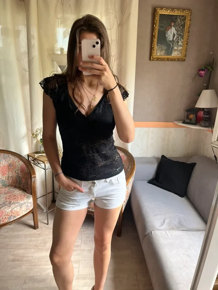 Mini-short vintage denim jean blanc y2k 2000yer siren office