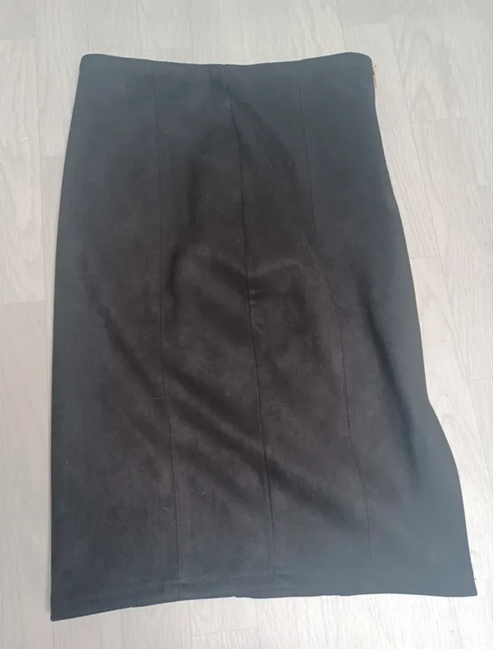 Jupe mi longue noir effet velour - photo numéro 2