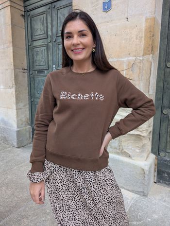 Sweat Bichette marron/léopard molletonné 
Taille S