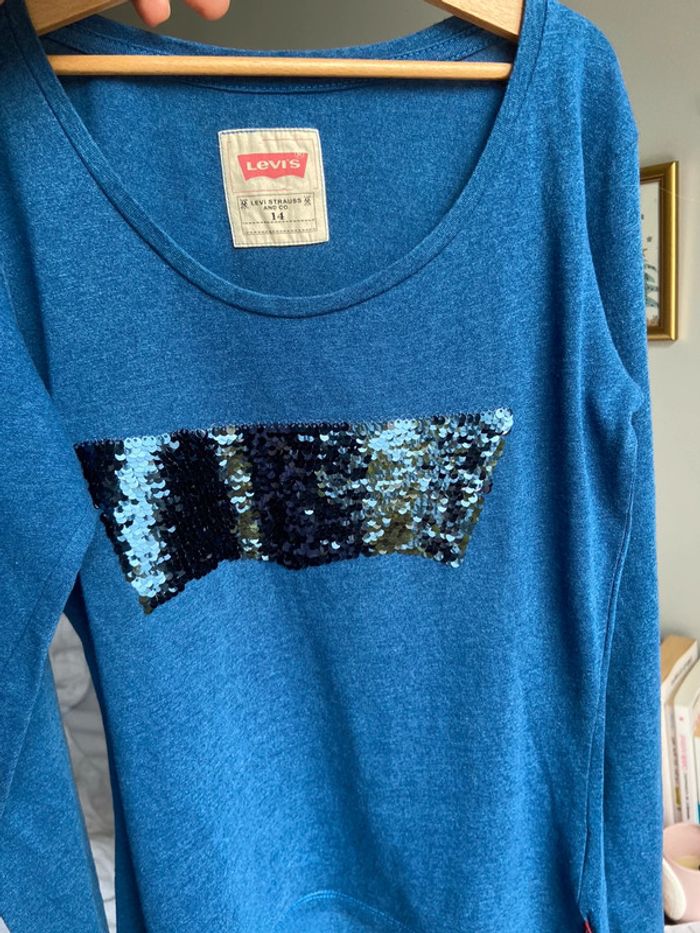Tee-shirt manches longues fille à sequins Levi’s taille 14 ans - photo numéro 9