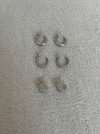 Lot de 3 paires de boucles d’oreilles argentées